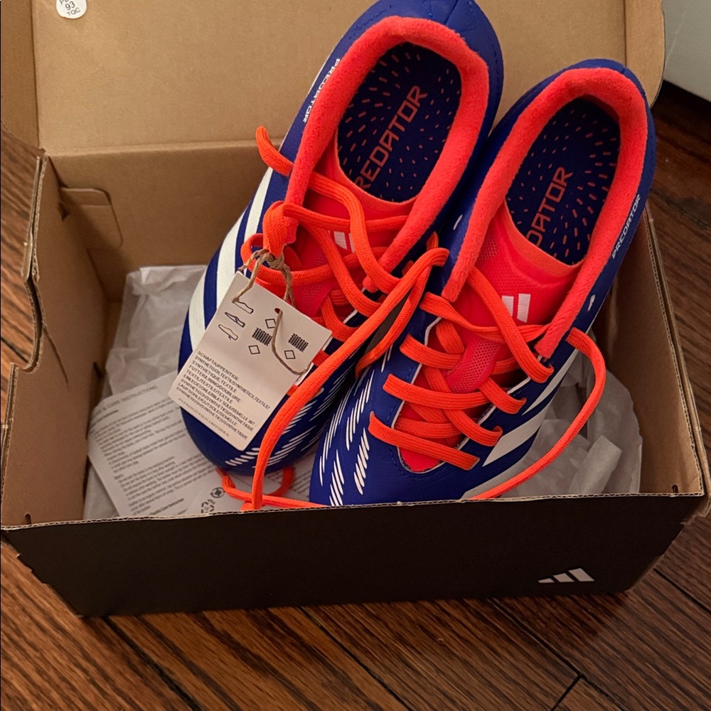adidas Kids Predator Soccer Shoes - Blue/reddish orange